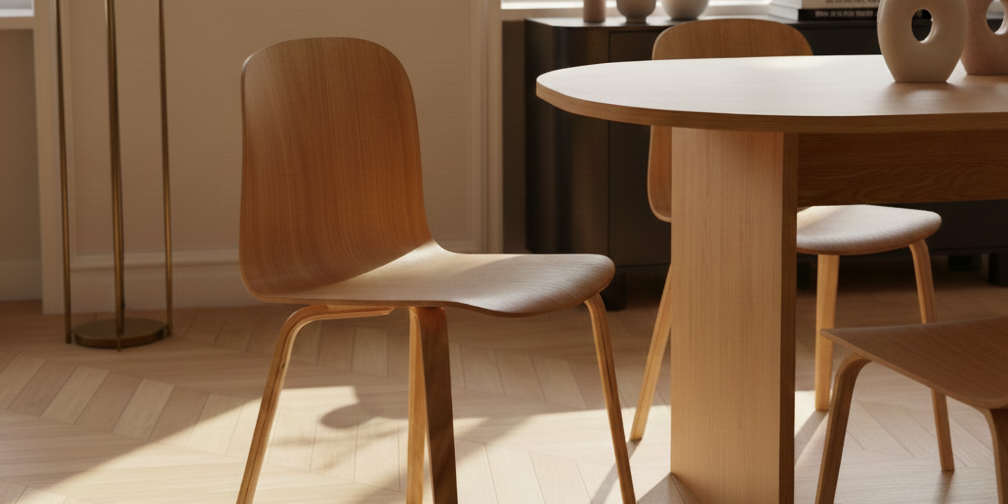 Chaise de salle à manger en contreplaqué chêne naturel FSC®